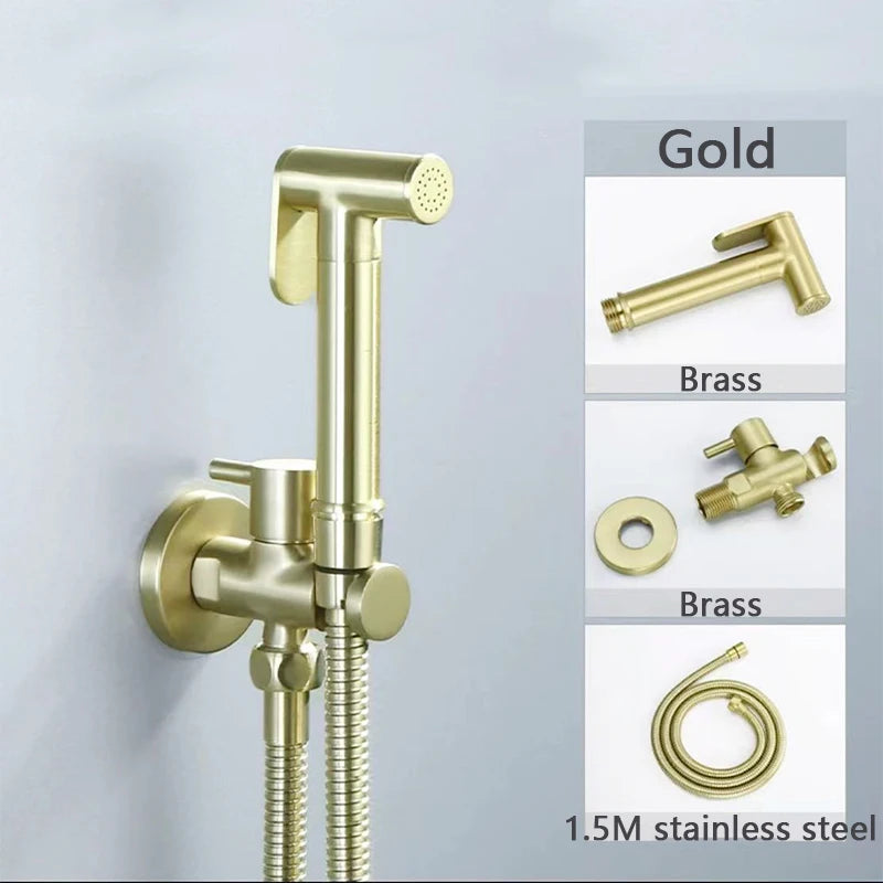 Brass Handheld Toilet bidet sprayer set Accessories Black Bidet Faucet for Bathroom sprayer shower head self cleaning White