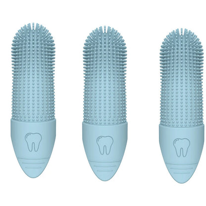 Soft Silica Gel Toothbrush For Dog and Cat Dental Kit: 3 Food Grade Silicone Dog and Cat Finger Toothbrushes For 360 Cleanings