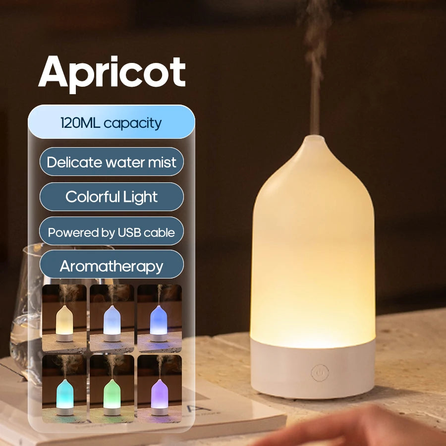 New Aroma Diffuser 120ml Portable Silent Air Humidifier Colorful Night Light Essential Oil Diffuser for Room Home