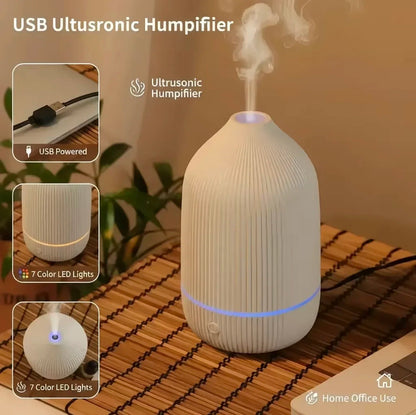 USB Powered Ultrasonic Aroma Diffuser 7 Colors LED Light Portable Essential Oil Humidifier for Home Office Desk