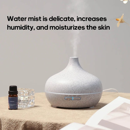 Wood Grain Aromatherapy Diffuser 300ml Essential Aroma Oils Ultrasonic Air Humidifier 3 Timers USB Color Light