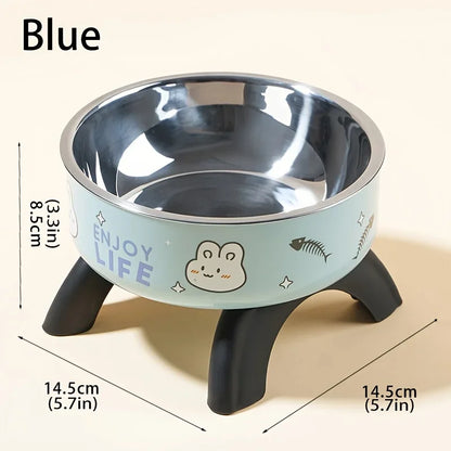 Stainless Steel Pet Bowl – Anti-Tip Elevated Design with Non-Slip Silicone Base & Chew-Proof Edge for Small Cats/Dogs Feeding