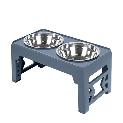 Double Raised Bowls For Dogs Stands Height Adjustable Slow Feed Cap For Pets Bowl For Medium And Large Dogs Raised Feed,water