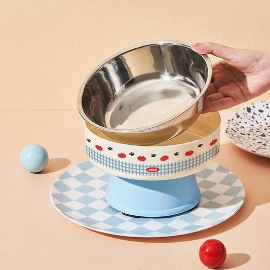 Elevated Stainless Steel Pet Bowl for Cats Dogs, Neck Protection High Foot Bowl, Large Capacity Food Water Feeding Bowl
