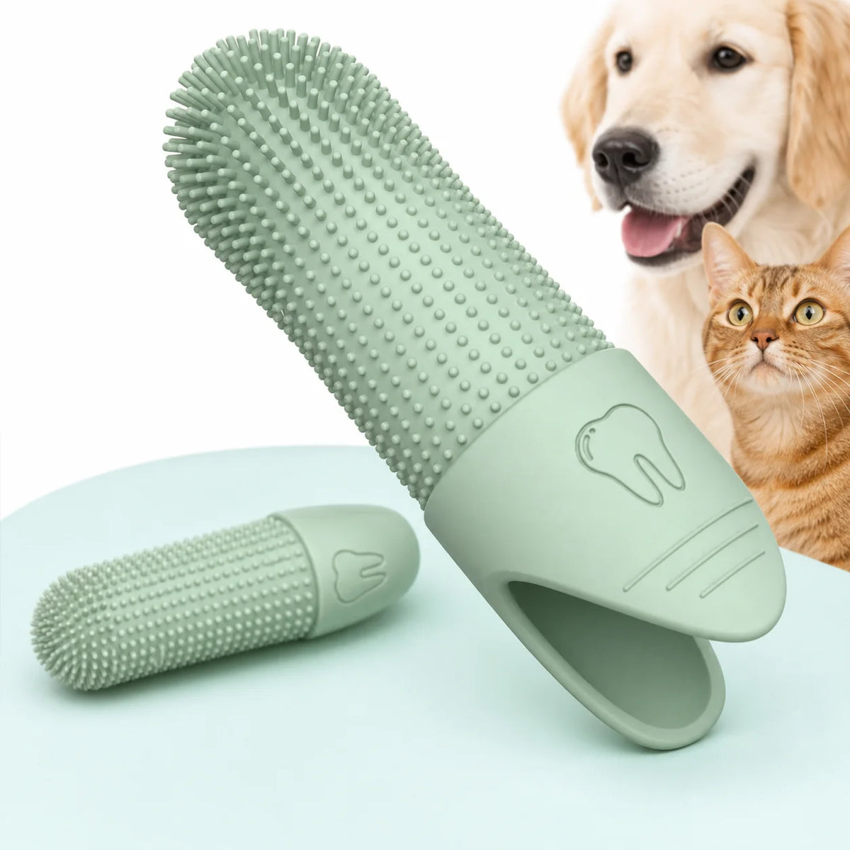 Dog Toothbrush 360° Cleaning Finger Toothbrush for Dogs Food Grade Silicone Dog Finger Toothbrush for Dogs Cat Dental Care