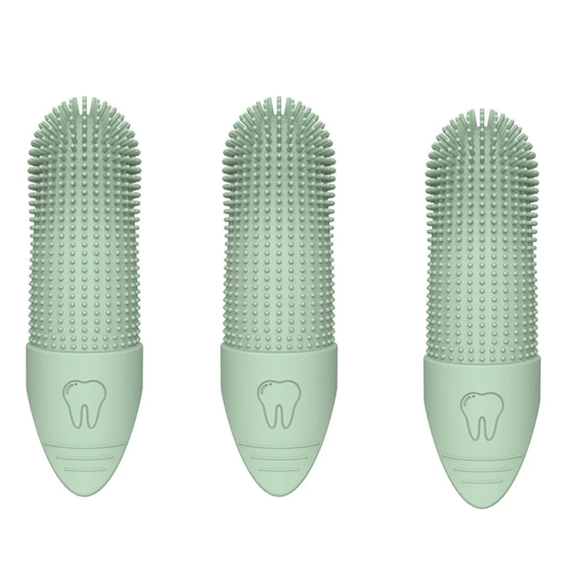 Soft Silica Gel Toothbrush For Dog and Cat Dental Kit: 3 Food Grade Silicone Dog and Cat Finger Toothbrushes For 360 Cleanings