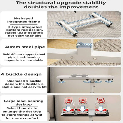 Movable Foldable Lifting Bedside Table, Simple and Portable Laptop Table, Computer Table for Bed Use and Study Desk