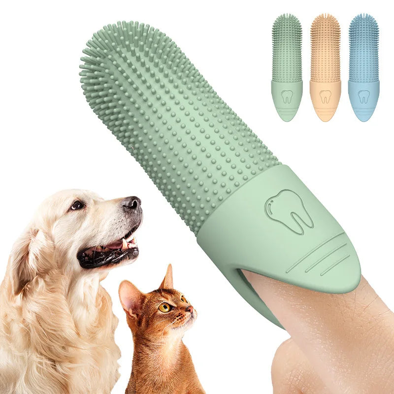 Soft Silica Gel Toothbrush For Dog and Cat Dental Kit: 3 Food Grade Silicone Dog and Cat Finger Toothbrushes For 360 Cleanings
