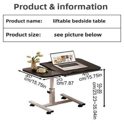 Movable Foldable Lifting Bedside Table, Simple and Portable Laptop Table, Computer Table for Bed Use and Study Desk