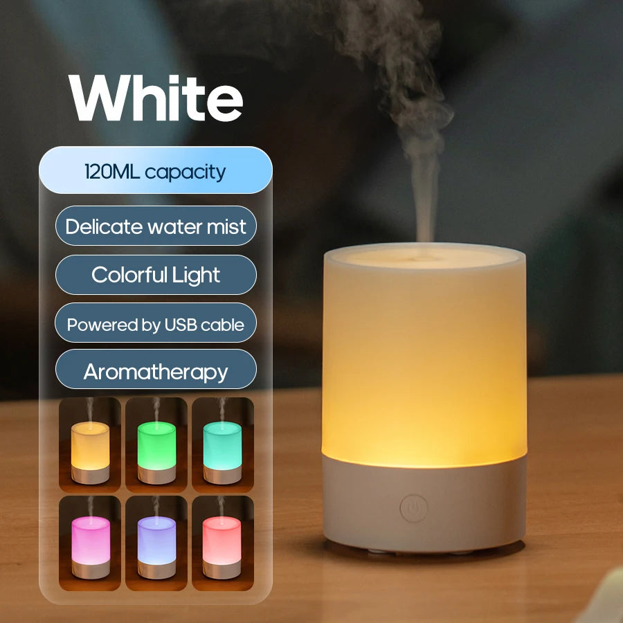 New Aroma Diffuser 120ml Portable Silent Air Humidifier Colorful Night Light Essential Oil Diffuser for Room Home