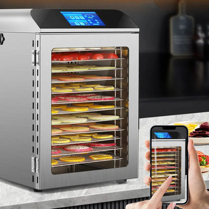 2026 Pro Food Dehydrator Smart Touchscreen, 12-Tray Capacity Low Temp Drying (30-90°C), for Fruits/Meat/Herbs - BPA-Free & Energ