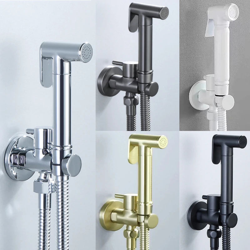 Brass Handheld Toilet bidet sprayer set Accessories Black Bidet Faucet for Bathroom sprayer shower head self cleaning White