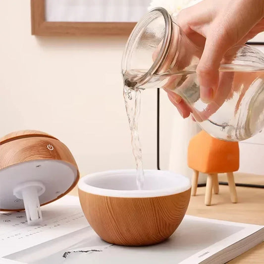 Mini Woodgrain Ultrasonic USB Humidifier and Essential Oil Diffuser Portable Desktop Aromatherapy for Home Office Use