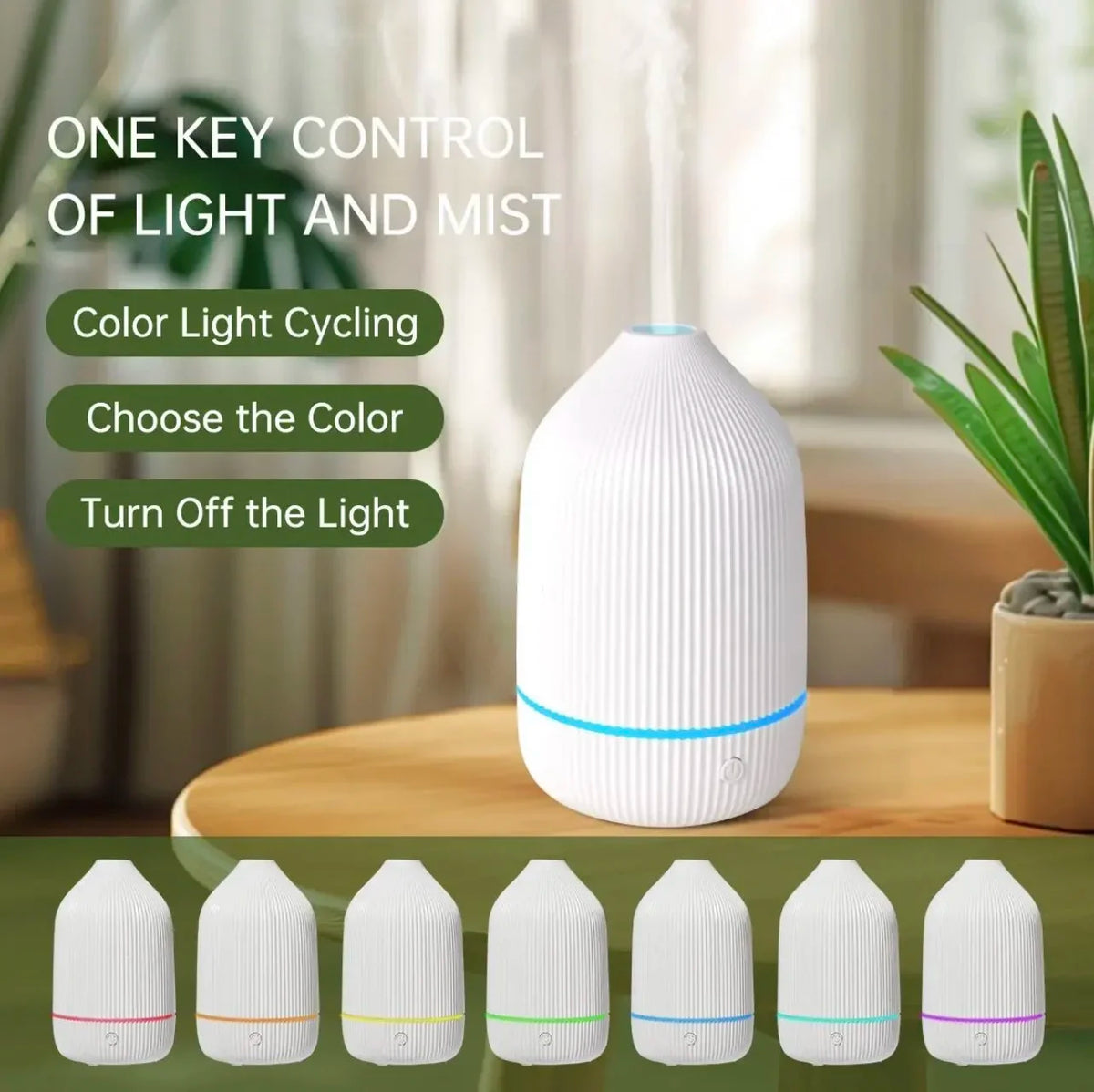 USB Powered Ultrasonic Aroma Diffuser 7 Colors LED Light Portable Essential Oil Humidifier for Home Office Desk