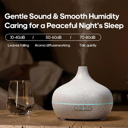 Wood Grain Aromatherapy Diffuser 300ml Essential Aroma Oils Ultrasonic Air Humidifier 3 Timers USB Color Light