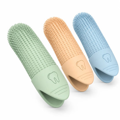 Dog Toothbrush 360° Cleaning Finger Toothbrush for Dogs Food Grade Silicone Dog Finger Toothbrush for Dogs Cat Dental Care