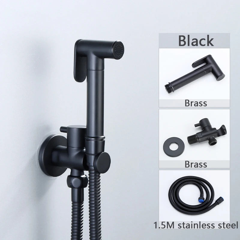 Brass Handheld Toilet bidet sprayer set Accessories Black Bidet Faucet for Bathroom sprayer shower head self cleaning White