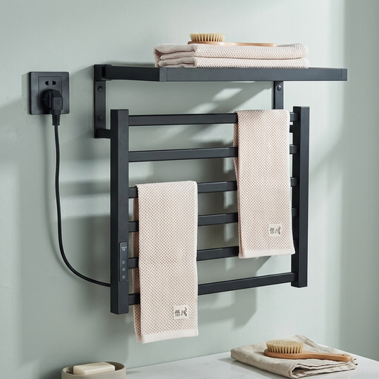 Bathroom Electric Towel Rack Digital Display Temperature Time Control Towel Warmer Rail Smart Home Heated Towel Bar Aluminum
