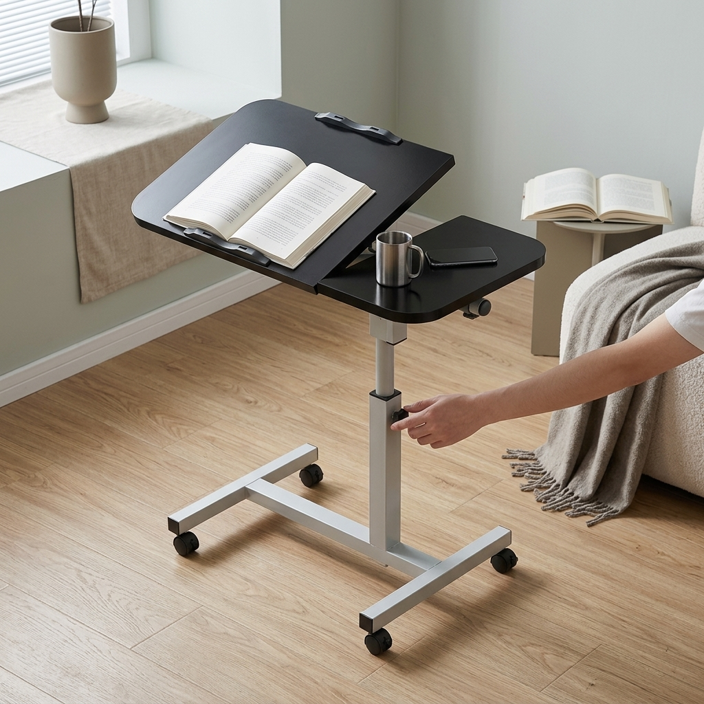 Movable Foldable Lifting Bedside Table, Simple and Portable Laptop Table, Computer Table for Bed Use and Study Desk