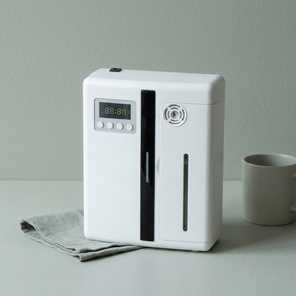 The white wall-mount scent diffuser on a plain background.